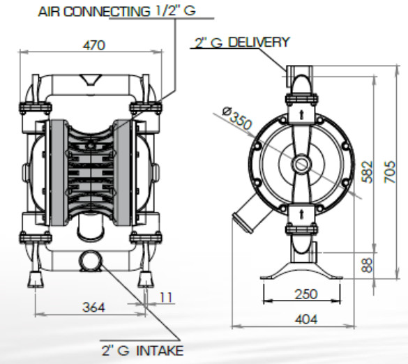 pompy membranowe boxer 502 metal wymiary