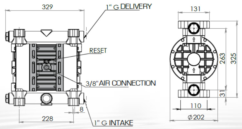 pompa membranowa boxer 100 wymiary